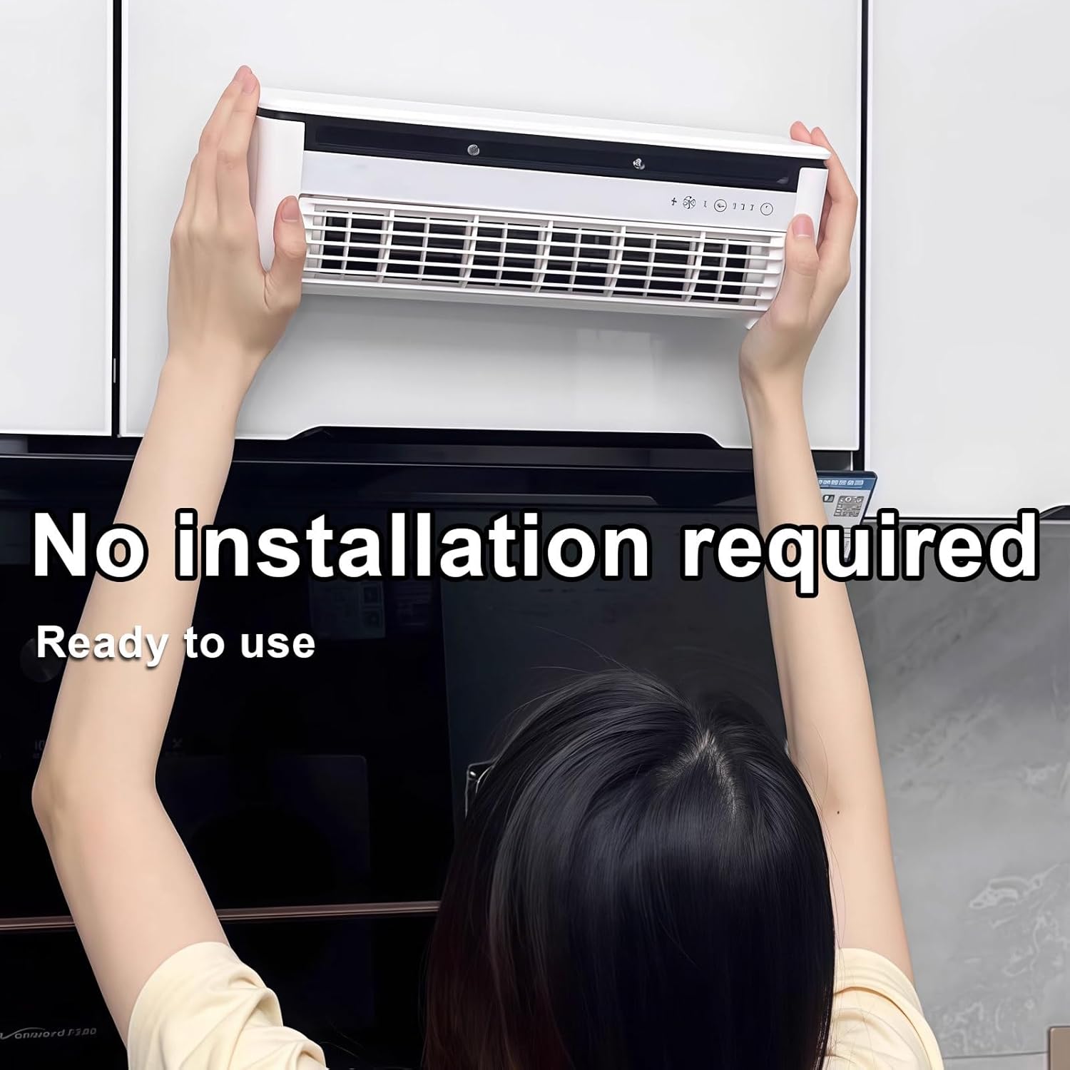 Wall Air Cooler Fan no Window Quiet Portable Desk Fan Rechargeable and Plug-in 3 Wind Speeds no Need to Install and Punch Holes with Remote Control(White) Code: A20