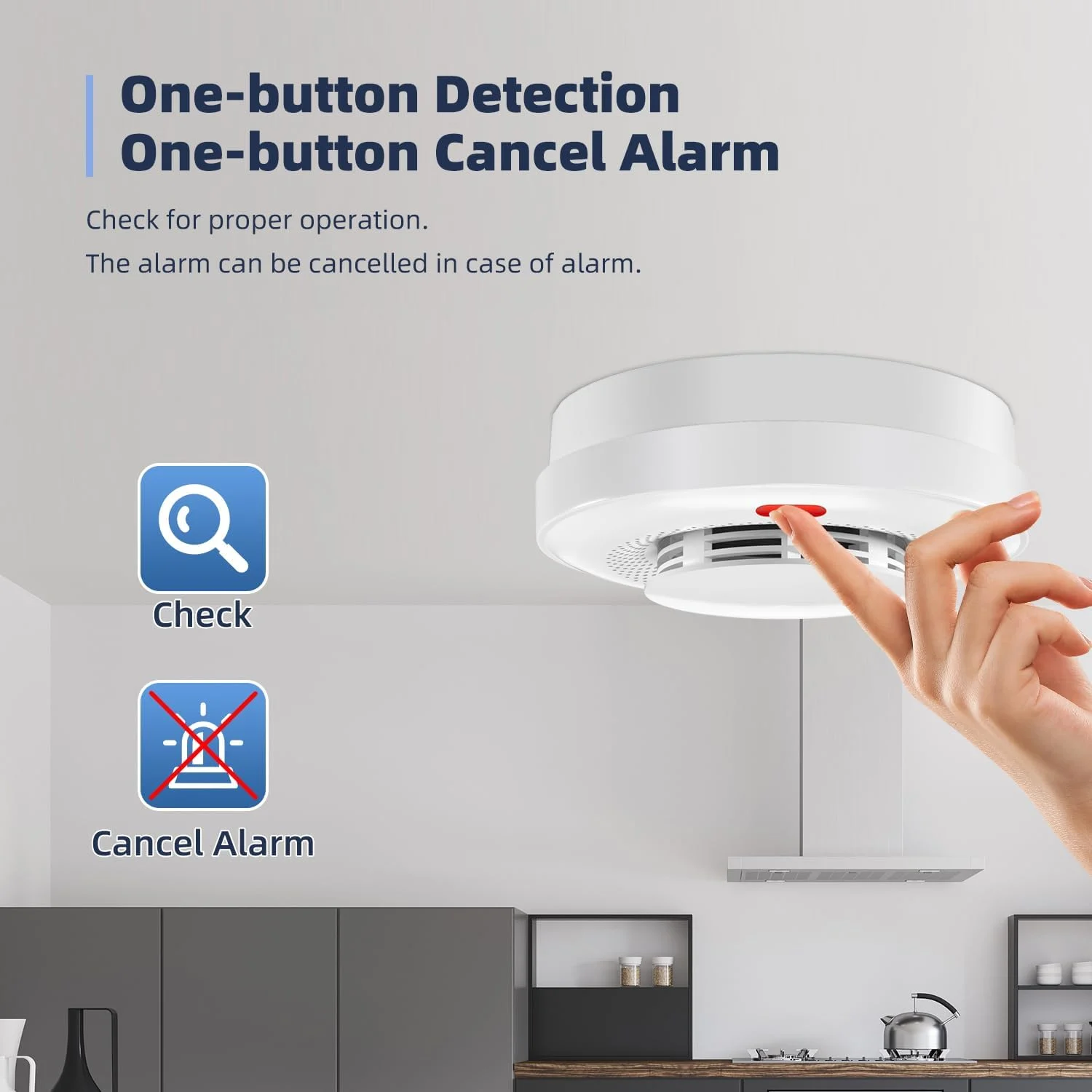 Smart Smoke Detector Fire Alarm: WiFi Smoke Detector with App Notifications, Wireless Smoke Alarm with Photoelectric Sensor for Home, Tuya App Remote Control_Code: 2S