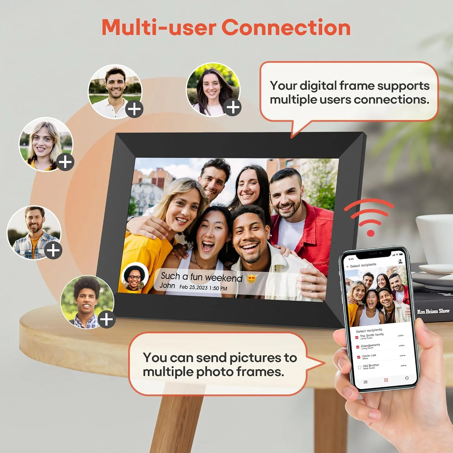 Frameo 10.1 Inch WiFi Digital Picture Frame, 1280x800 HD IPS Touch Screen Photo Frame Electronic, 32GB Memory_Code: DPF10