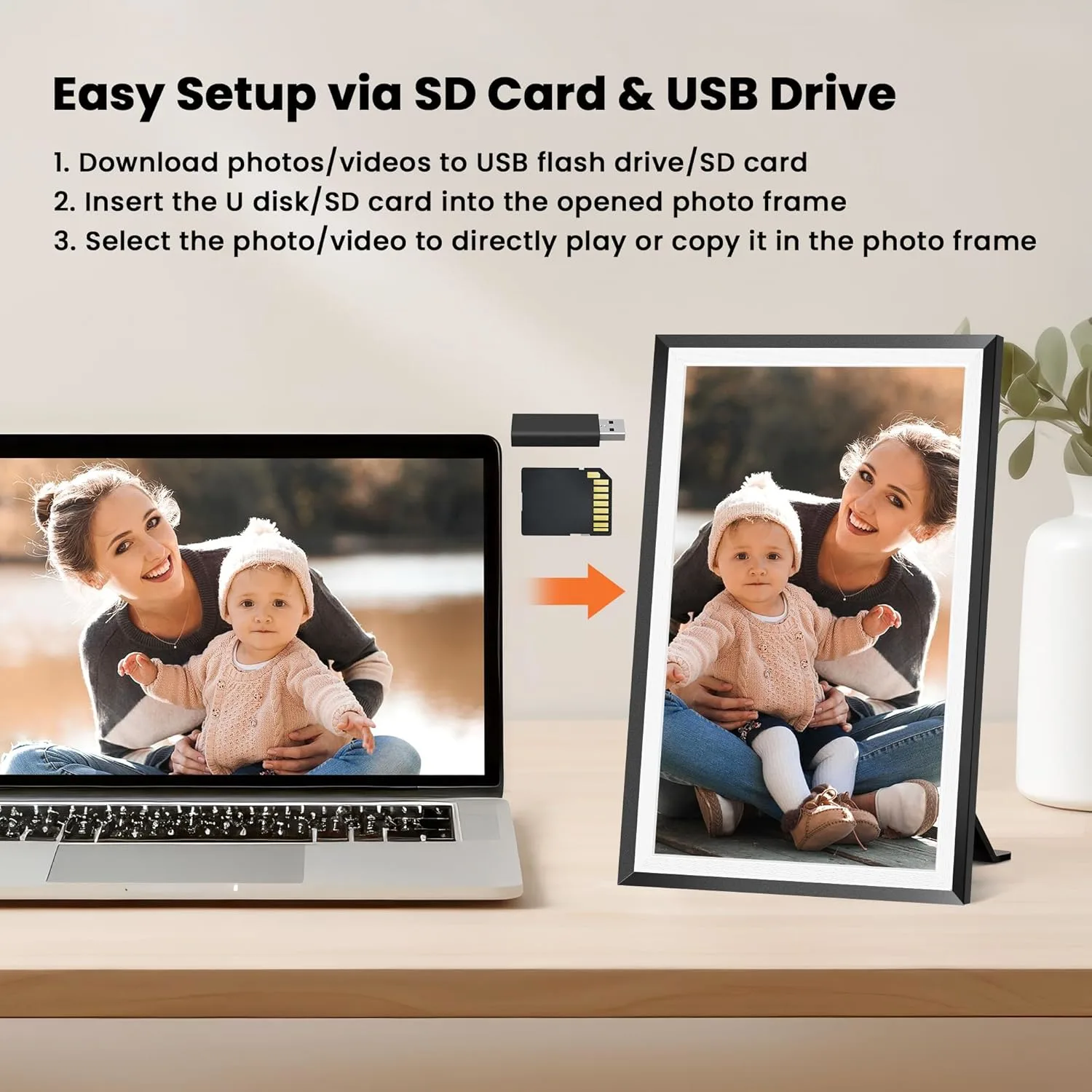 Digital Picture Frame 15.6 Inch Large Digital Photo Frame with 1920 * 1080 IPS Full HD Touchscreen,_CODE; DPF15