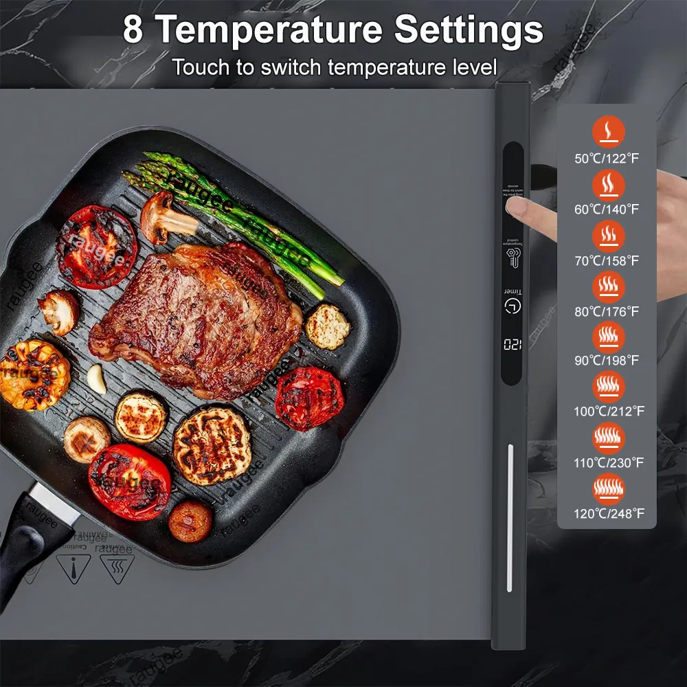 Electric Warming Tray Food Warmer Plate Foldable Portable Smart Food Fast Heating Mat Electric Warming Tray with 3 Tem Setting