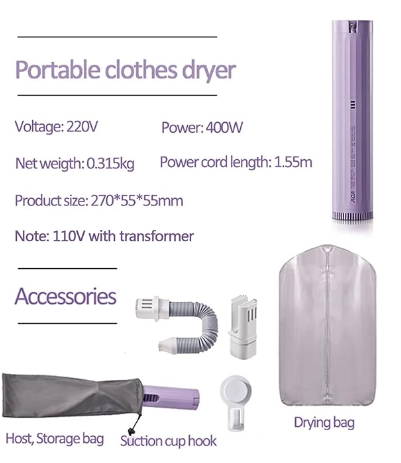 Portable Electric Clothes & Shoe Dryer – Compact Laundry Dryer, Space-Saving, Quick Drying