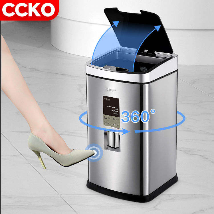 CCKO  9 Liter Induction Electric Garbage Can Touchless Rubbish Bin Automatic Waste Bin Sensor Dustbin Smart Trash Can_Code: Bin9L