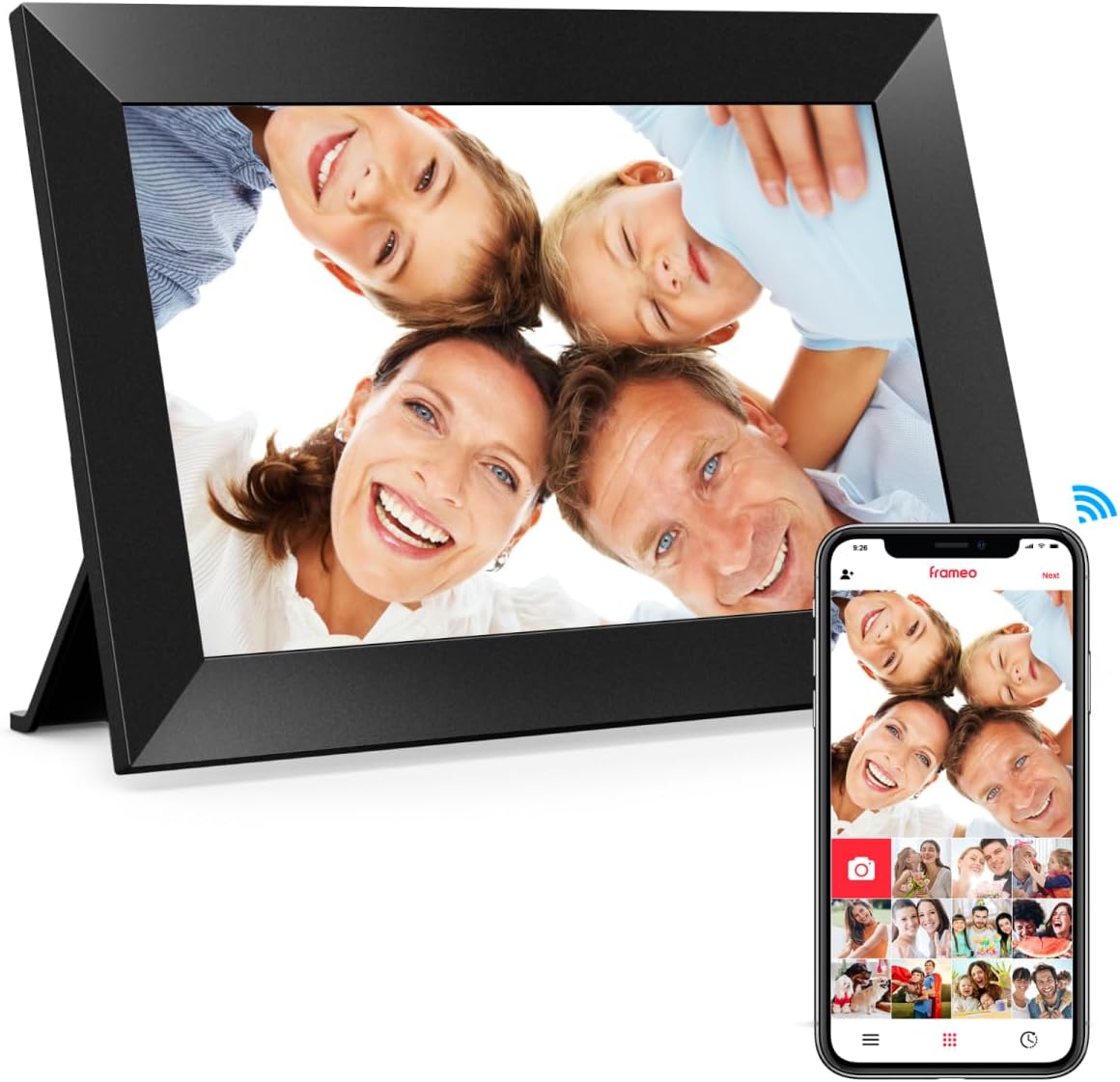 Frameo 10.1 Inch WiFi Digital Picture Frame, 1280x800 HD IPS Touch Screen Photo Frame Electronic, 32GB Memory
