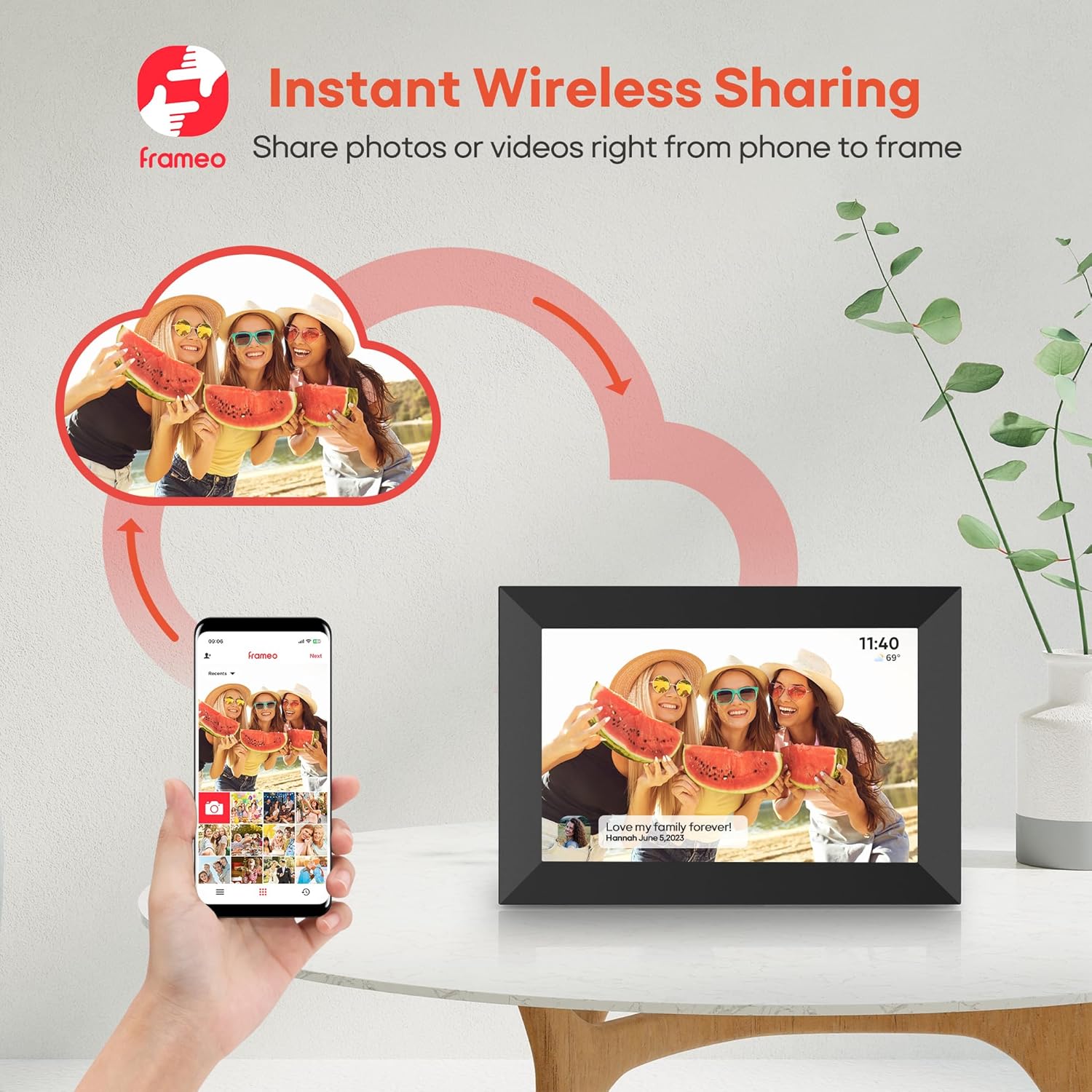 Frameo 10.1 Inch WiFi Digital Picture Frame, 1280x800 HD IPS Touch Screen Photo Frame Electronic, 32GB Memory
