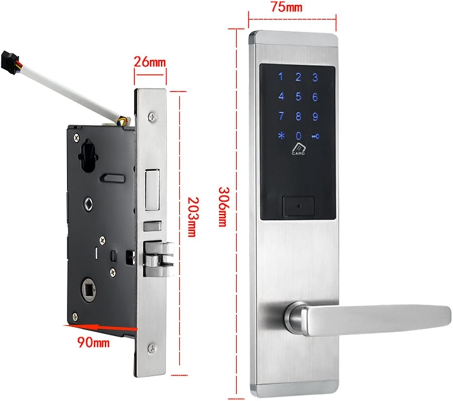 Hotel Security Electronic Key Card RFID Smart Door Lock APP Control Security Alarm Door Lock  - Code: HDL