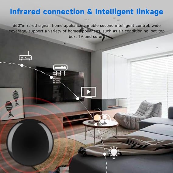 Mini IR Universal Remote Control,2.4GWiFi Control Hub for Smart Appliances via Voice and Smart Life/Tuya App,Compatible with Alexa and Google Assistant