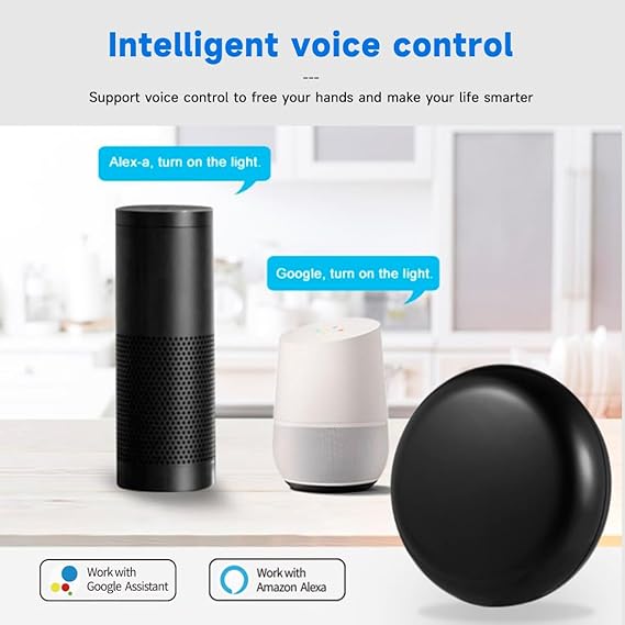 Mini IR Universal Remote Control,2.4GWiFi Control Hub for Smart Appliances via Voice and Smart Life/Tuya App,Compatible with Alexa and Google Assistant