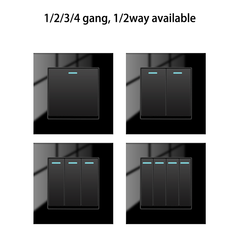 2gang 1way glass plate switch