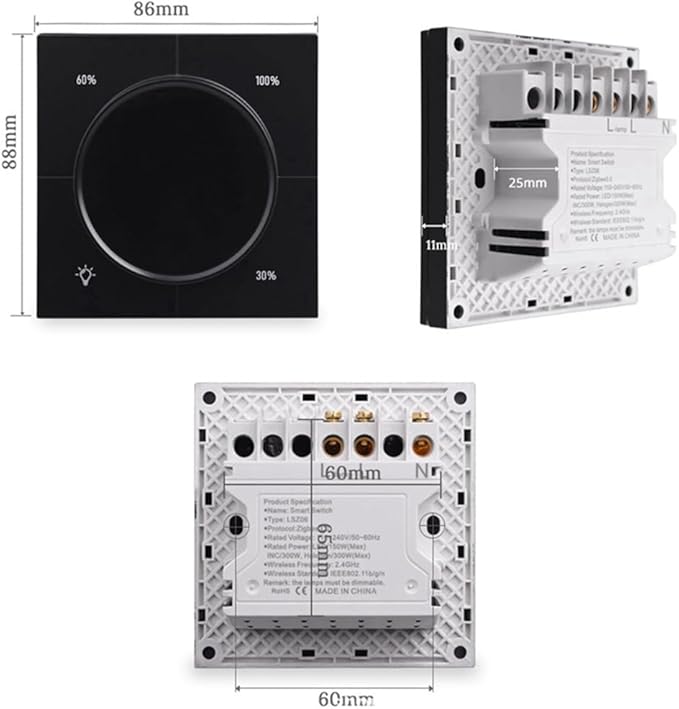 Digital LCD 1 Light Smart Dimmer Switch Infinite Knob Dimmer Regulator Code: GFR
